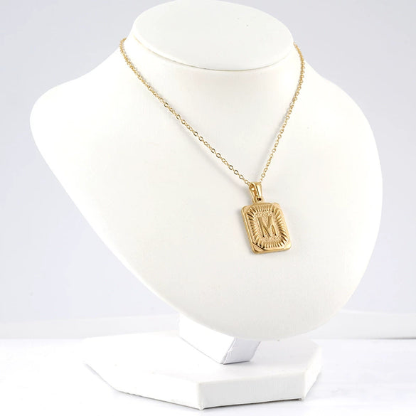 Wholesale Pendant Necklace 316L Stainless Steel Square Letter Electroplated Unisex
