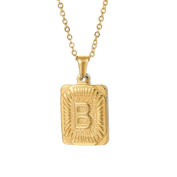 Wholesale Pendant Necklace 316L Stainless Steel Square Letter Electroplated Unisex