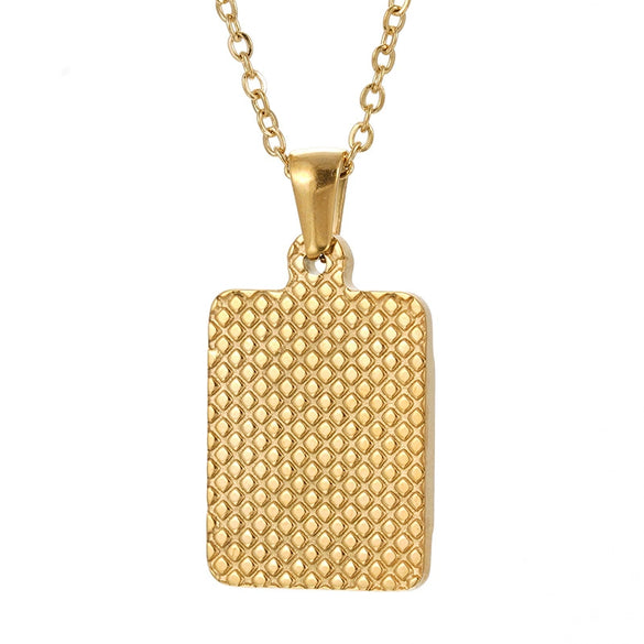 Wholesale Pendant Necklace 316L Stainless Steel Square Letter Electroplated Unisex