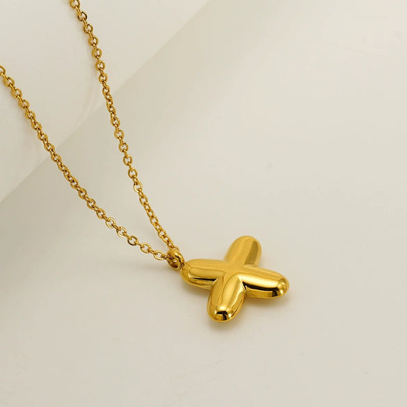 Wholesale Pendant Necklace Stainless Steel Titanium Steel Cross Chain With Letter Pattern Polishing Style For Unisex