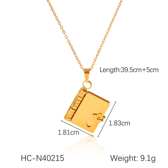 Wholesale Pendant Necklace Stainless Steel Titanium Steel Geometric Love Book Style Electroplated Women's