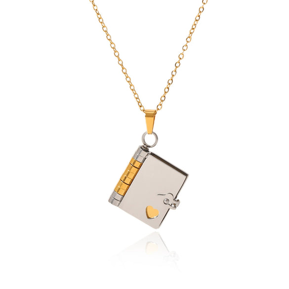 Wholesale Pendant Necklace Stainless Steel Titanium Steel Geometric Love Book Style Electroplated Women's