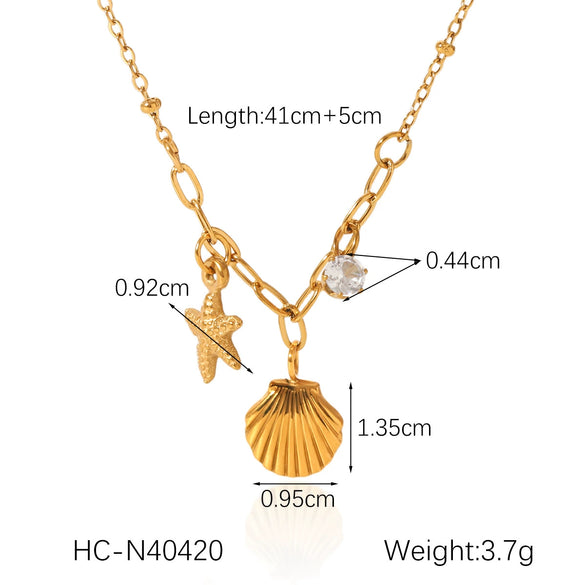 Wholesale Pendant Necklace Stainless Steel Titanium Steel Ocean Style Animal Zodiac Fruit Flower Bow Geometric Electroplating