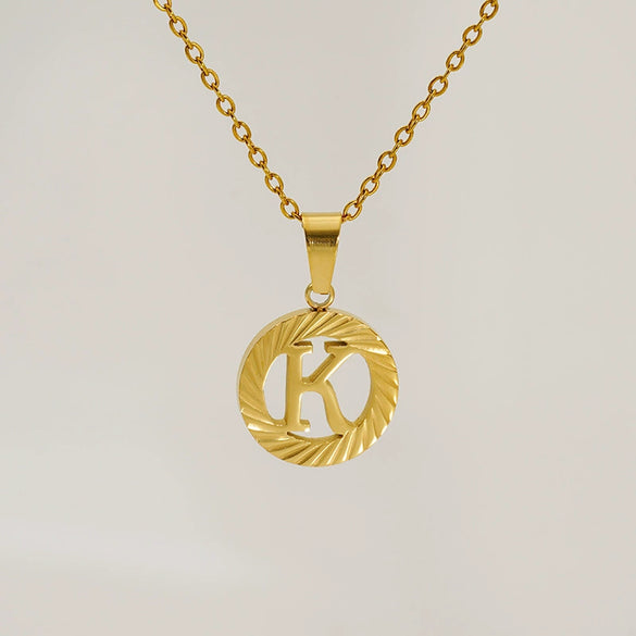 Wholesale Pendant Necklace Stainless Steel Titanium Steel Round Letter Pattern Electroplated Unisex
