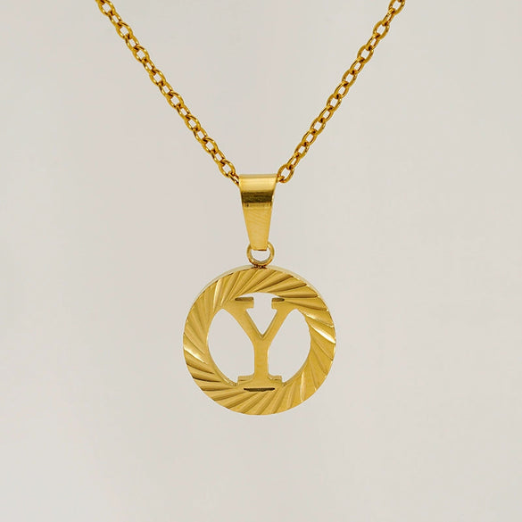 Wholesale Pendant Necklace Stainless Steel Titanium Steel Round Letter Pattern Electroplated Unisex