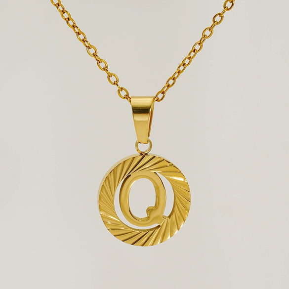 Wholesale Pendant Necklace Stainless Steel Titanium Steel Round Letter Pattern Electroplated Unisex