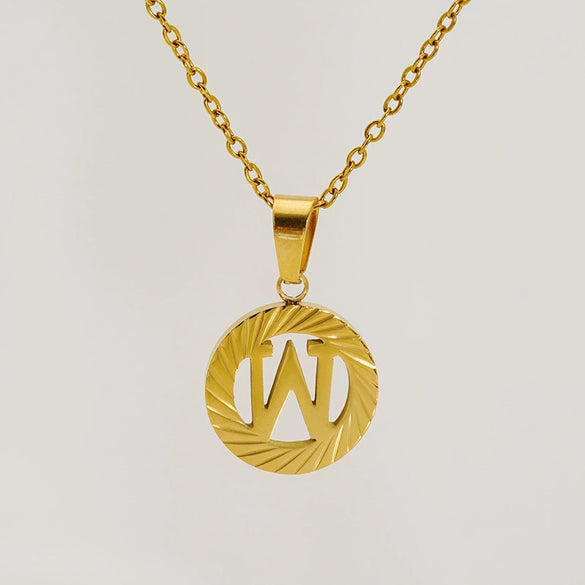 Wholesale Pendant Necklace Stainless Steel Titanium Steel Round Letter Pattern Electroplated Unisex