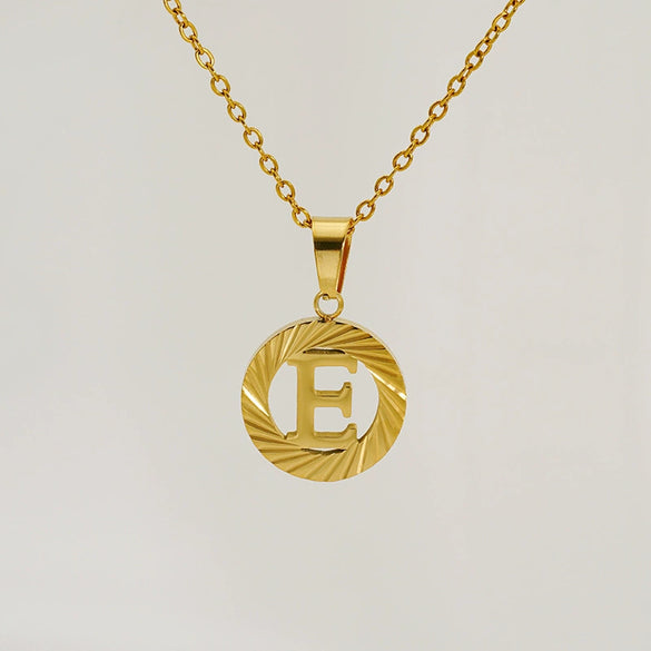 Wholesale Pendant Necklace Stainless Steel Titanium Steel Round Letter Pattern Electroplated Unisex