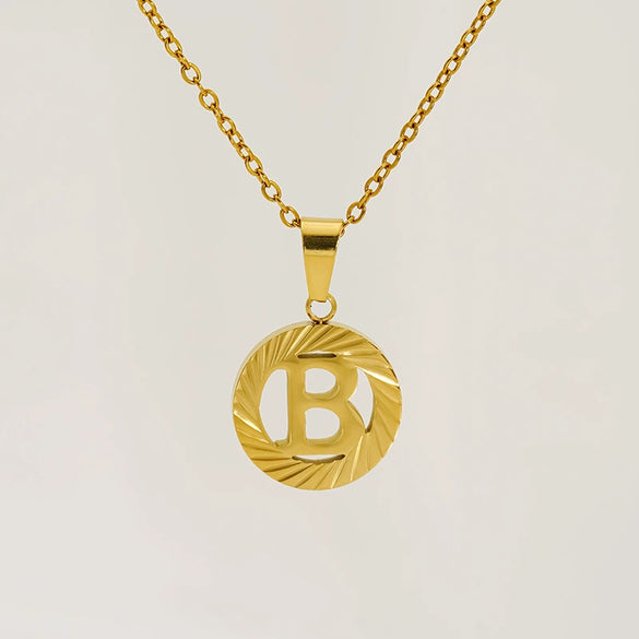 Wholesale Pendant Necklace Stainless Steel Titanium Steel Round Letter Pattern Electroplated Unisex