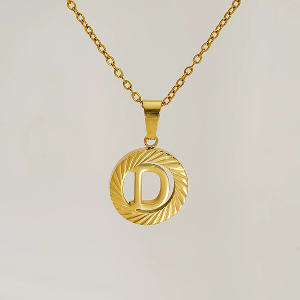 Wholesale Pendant Necklace Stainless Steel Titanium Steel Round Letter Pattern Electroplated Unisex