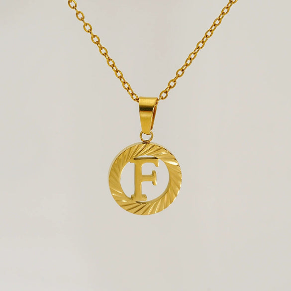Wholesale Pendant Necklace Stainless Steel Titanium Steel Round Letter Pattern Electroplated Unisex