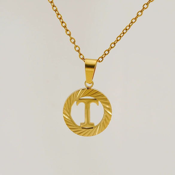 Wholesale Pendant Necklace Stainless Steel Titanium Steel Round Letter Pattern Electroplated Unisex