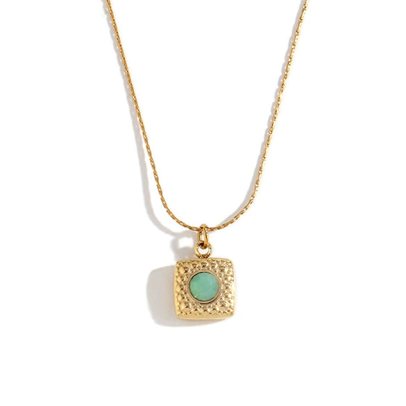 Wholesale Pendant Necklace Stainless Steel Titanium Steel Square Geometric Pattern 18K Gold Plated Electroplating For Women