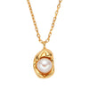 Wholesale Pendant Necklace 925 Sterling Silver Natural Gem Freshwater Pearl Geometric U Shaped 18K Gold Plated For Women