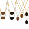 Wholesale Pendant Necklace Tiger's Eye Titanium Steel Retro Geometric Electroplating Women's