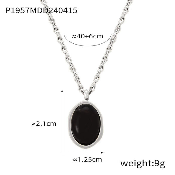 Wholesale Pendant Necklace Tiger's Eye Titanium Steel Retro Geometric Electroplating Women's