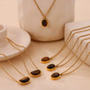 Wholesale Pendant Necklace Tiger's Eye Titanium Steel Retro Geometric Electroplating Women's