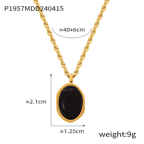 Wholesale Pendant Necklace Tiger's Eye Titanium Steel Retro Geometric Electroplating Women's