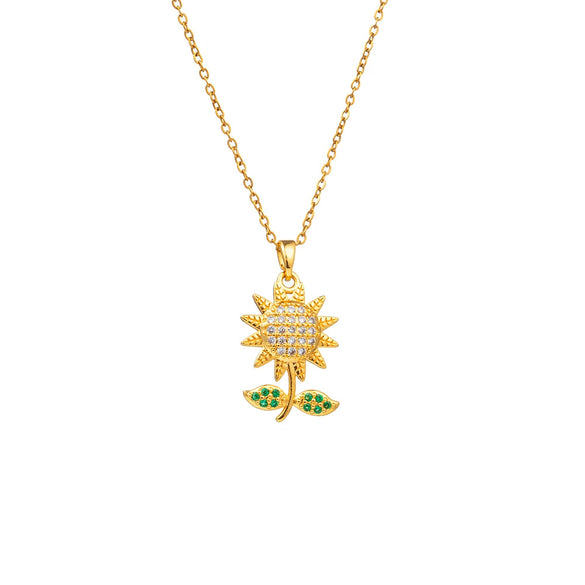 Wholesale Pendant Necklace Titanium Steel Copper Flower Electroplating Women's