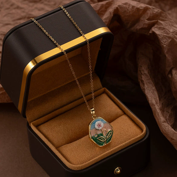 Wholesale Pendant Necklace Titanium Steel Copper Flower Electroplating Women's