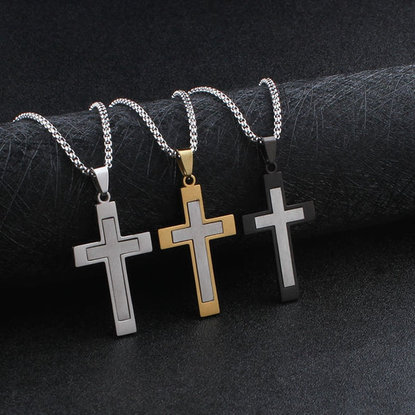 Wholesale Pendant Necklace Titanium Steel Geometric Electroplated Welded Twocolor Simple Unisex