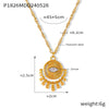 Wholesale Pendant Necklace 316L Stainless Steel Gold Plated Geometric Round Inlaid Zircon Eye Design