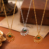 Wholesale Pendant Necklace 316L Stainless Steel Gold Plated Geometric Round Inlaid Zircon Eye Design