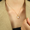 Wholesale Pendant Necklace 316L Stainless Steel Oval White Shell Geometric Simple Electroplating Design For Women