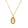 Wholesale Pendant Necklace 316L Stainless Steel Oval White Shell Geometric Simple Electroplating Design For Women