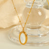Wholesale Pendant Necklace 316L Stainless Steel Oval White Shell Geometric Simple Electroplating Design For Women