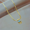 Wholesale Pendant Necklace Titanium Steel Snake Bone Chain Geometric Blue Eye Tassel Electroplated For Women