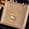 Wholesale Pendant Necklace Titanium Steel Snake Bone Chain Geometric Blue Eye Tassel Electroplated For Women