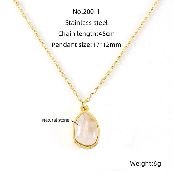 Wholesale Pendant Necklace Titanium Steel Stainless Steel Natural Stone Geometric Electroplated 18K Gold Clavicle Chain For Women