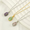 Wholesale Pendant Necklace Titanium Steel Stainless Steel Natural Stone Geometric Electroplated 18K Gold Clavicle Chain For Women