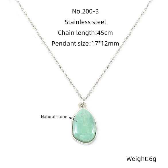 Wholesale Pendant Necklace Titanium Steel Stainless Steel Natural Stone Geometric Electroplated 18K Gold Clavicle Chain For Women