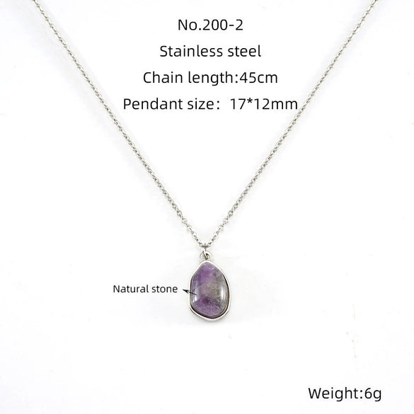 Wholesale Pendant Necklace Titanium Steel Stainless Steel Natural Stone Geometric Electroplated 18K Gold Clavicle Chain For Women