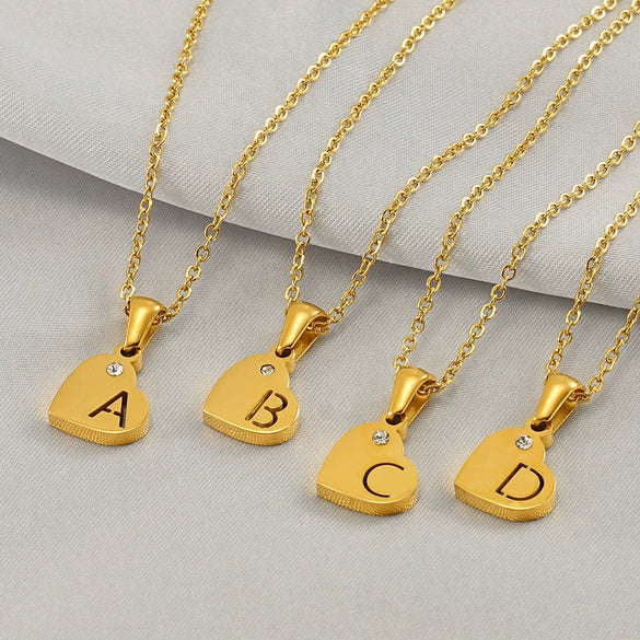 Wholesale Pendant Necklace Titanium Steel Stainless Steel With Letters Numbers Text Pattern 18K Gold Plated