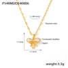 Wholesale Pendant Necklace Water Shell Copper 316L Stainless Steel Plated 18K Gold Double Bow Geometric Fairy Style