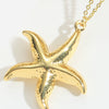 Wholesale Pendant Necklace Women Starfish Shape Copper Mixed Gemstone Setting Geometric Pattern Electroplating