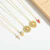 Wholesale Pendant Necklace Women Starfish Shape Copper Mixed Gemstone Setting Geometric Pattern Electroplating