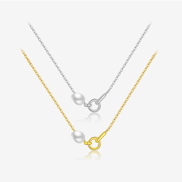 Wholesale Pendant Necklace Women's S925 Sterling Silver Pearl Geometric Electroplated Platinum 18K Gold Style