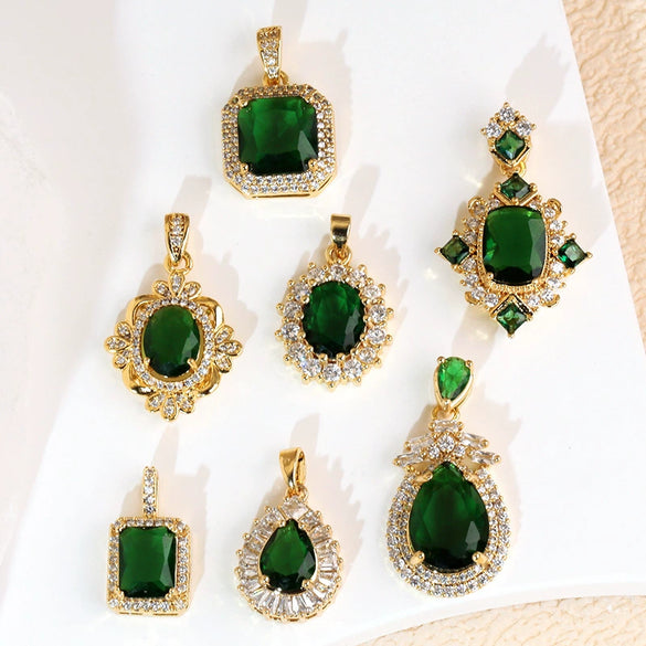 Wholesale Pendant Retro Geometric Style Copper Zircon Electroplated