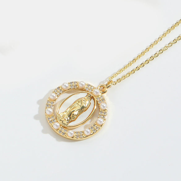Wholesale Pendant Ring Copper Motherofpearl Inlaid Zircon Animal Shape Electroplating Design Unisex