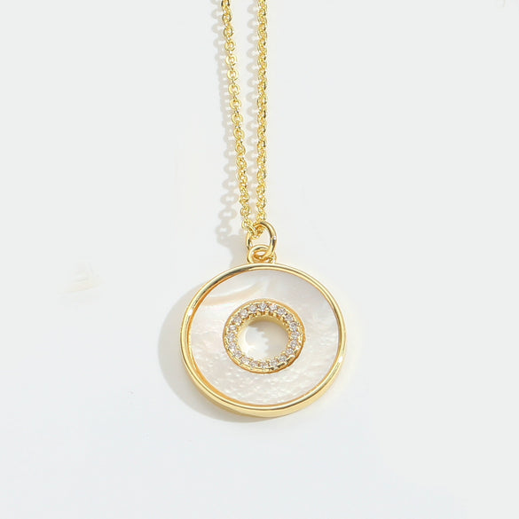 Wholesale Pendant Ring Copper Motherofpearl Inlaid Zircon Animal Shape Electroplating Design Unisex