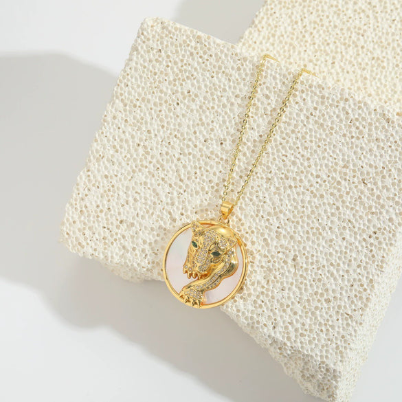 Wholesale Pendant Ring Copper Motherofpearl Inlaid Zircon Animal Shape Electroplating Design Unisex