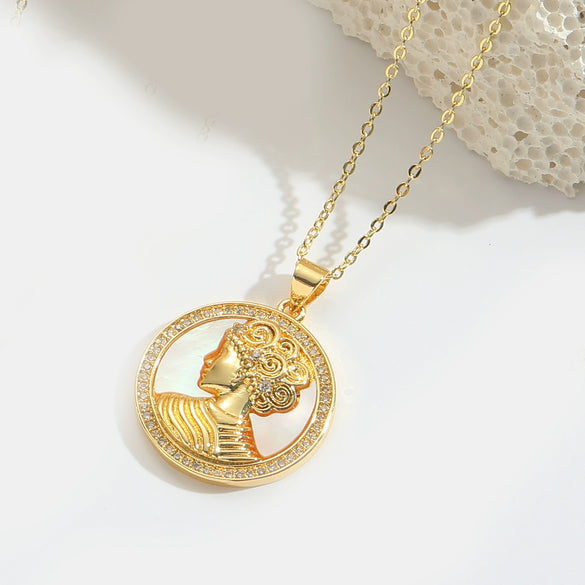 Wholesale Pendant Ring Copper Motherofpearl Inlaid Zircon Animal Shape Electroplating Design Unisex