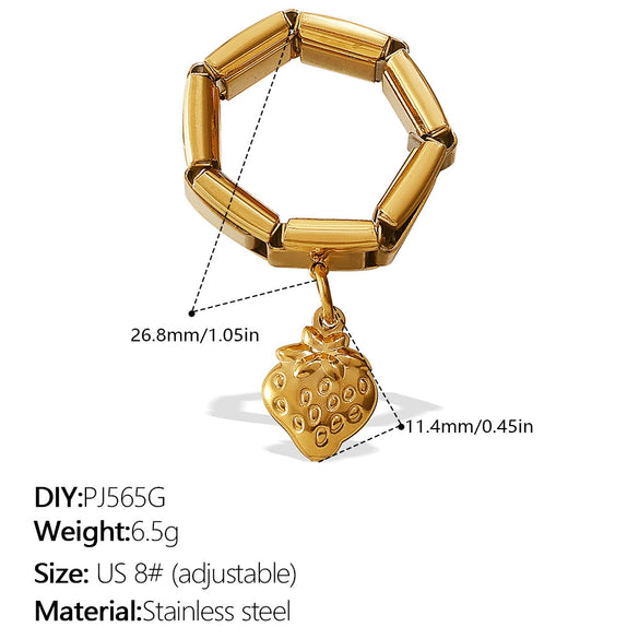 Wholesale Pendant Ring 316L Stainless Steel Gold Plated Geometric Women Old Money Style