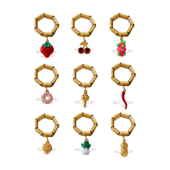 Wholesale Pendant Ring 316L Stainless Steel Gold Plated Geometric Women Old Money Style