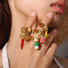 Wholesale Pendant Ring 316L Stainless Steel Gold Plated Geometric Women Old Money Style