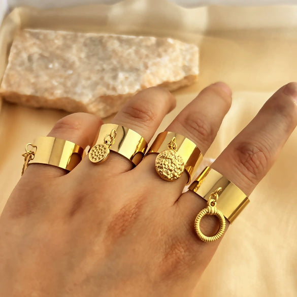 Wholesale Pendant Ring Stainless Steel Heart Geometric Electroplating Design